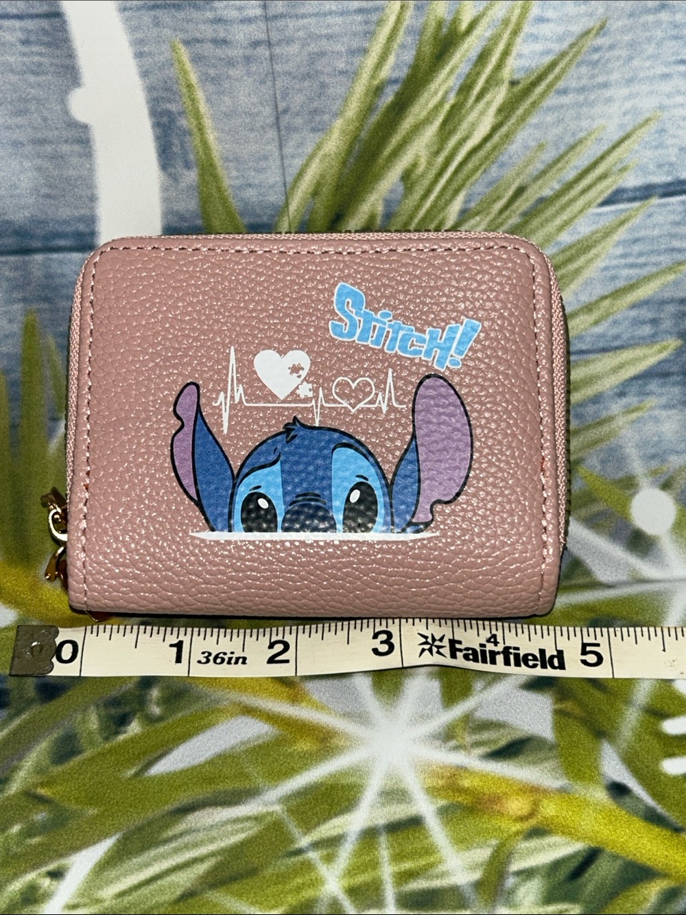 Stitch kids  Pink Pebbled Stitch Zip Card Wallet